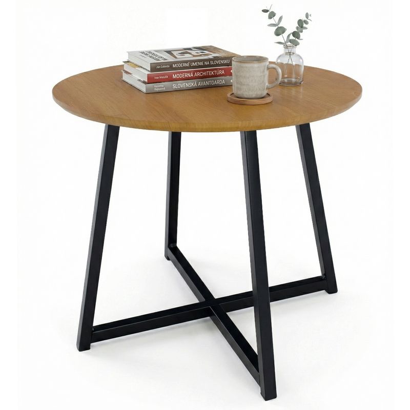 Príručný stolík v praktickom okrúhlom dizajne, dub/čierna