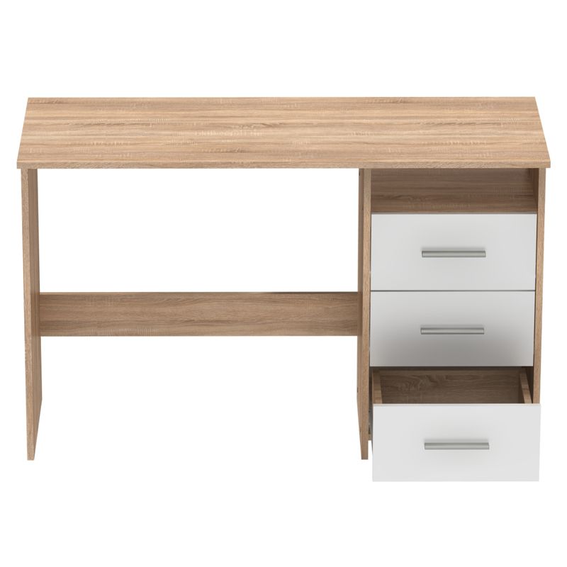 PC stôl jednoduchým dizajnom, dub sonoma-biela