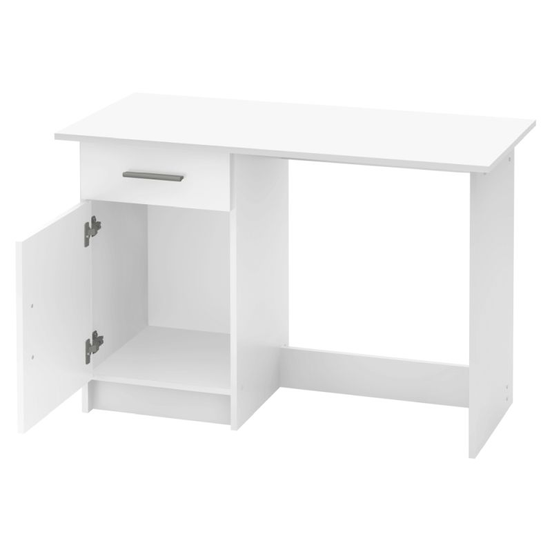 PC stôl so skrinkou a šuplíkom biely