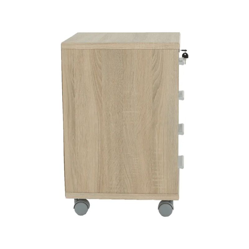 Kancelársky kontajner so zámkom z kvalitnej DTD, dub sonoma/biely