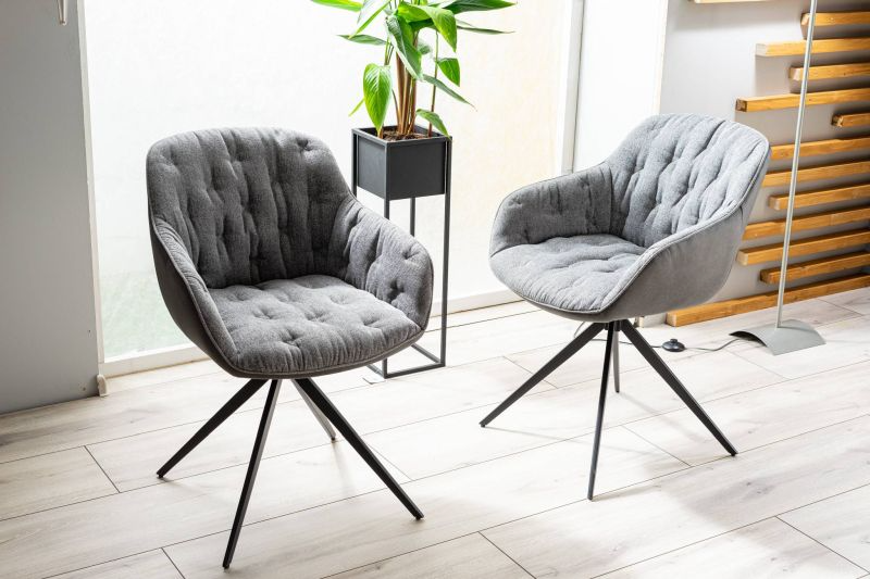 Stolička s lakťovými opierkami do jedálne, čierny mat/sivá