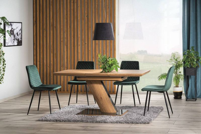 Stôl rozkladací s jedinečným dizajnom 120-160, dub/čierny lak