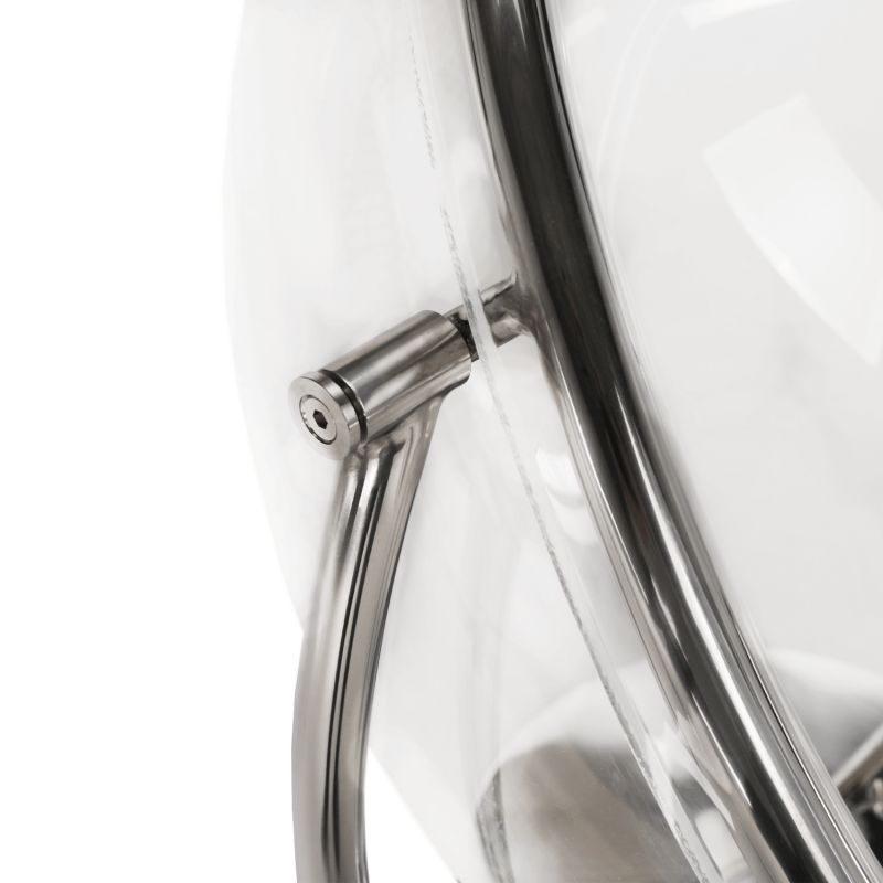 Kreslo so stojanom v modernom dizajne, transparentná-strieborná-sivá