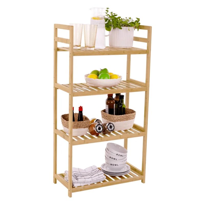 Praktický 4-policový bambusový regál