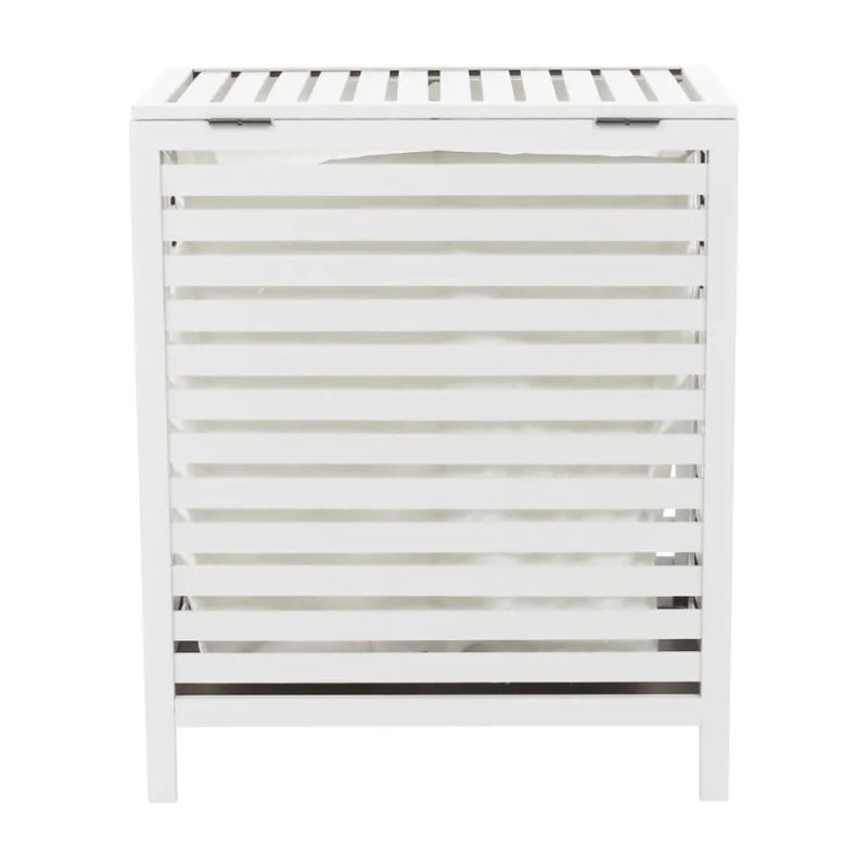 Kôš na bielizeň vyrobený z bambusu biely