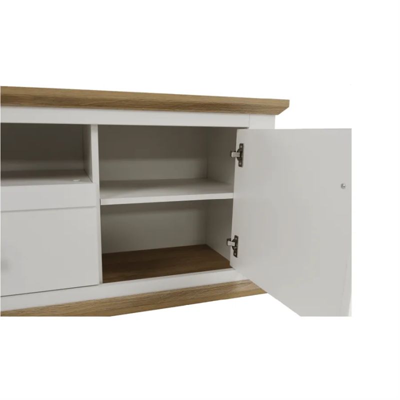 Originálny RTV stolík, biela-dub grand