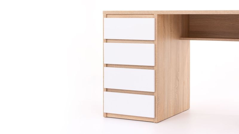 Jednoduchý PC stolík so zásuvkami, ľavý - viac farebných prevedení