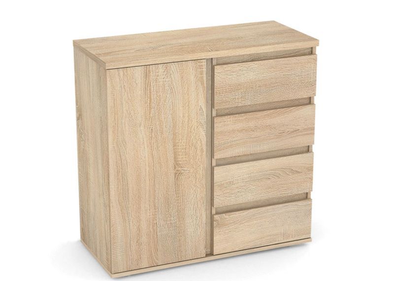 Komoda 4x zásuvka, 1x dvierka - viac farebných prevedení