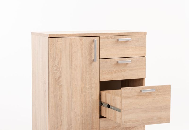 Štýlová komoda, 1x dvierka, 4x zásuvka - viac farebných prevedení