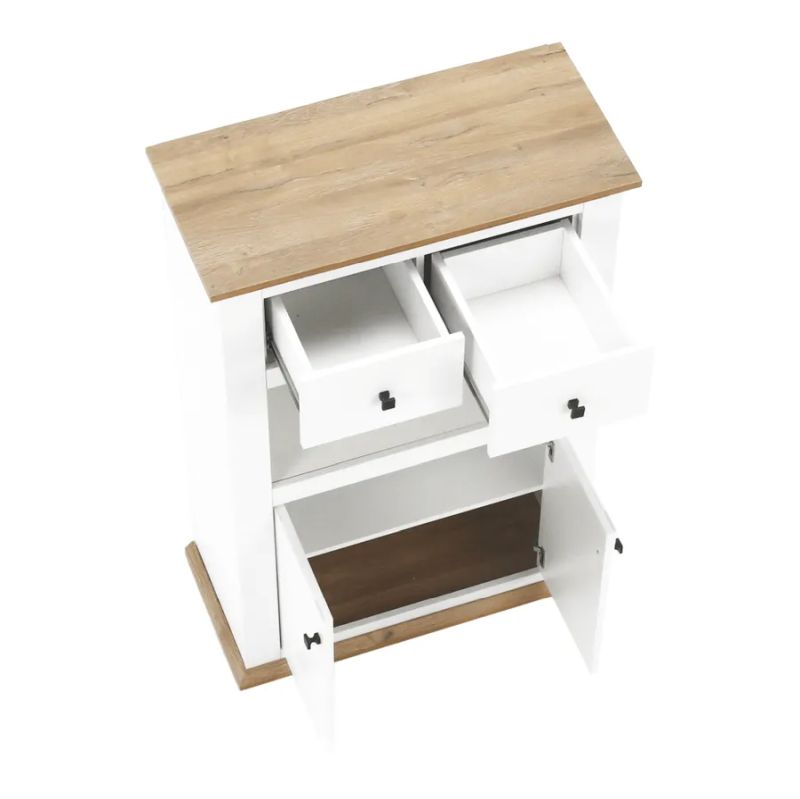 Komoda barová v modernom prevedení, biela-dub grand