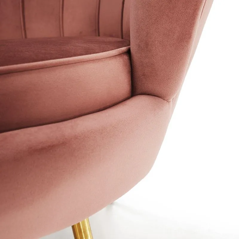 Kreslo v štýle Art-deco, ružová Velvet látka-gold chróm-zlatý