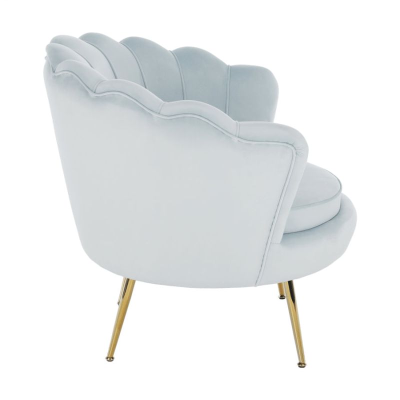 Kreslo v štýle Art-deco, sivomodrá Velvet látka-gold chróm-zlatý