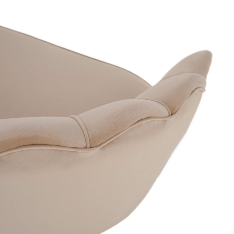 Lavica v štýle Art-deco, béžová Velvet látka-gold chróm-zlatý