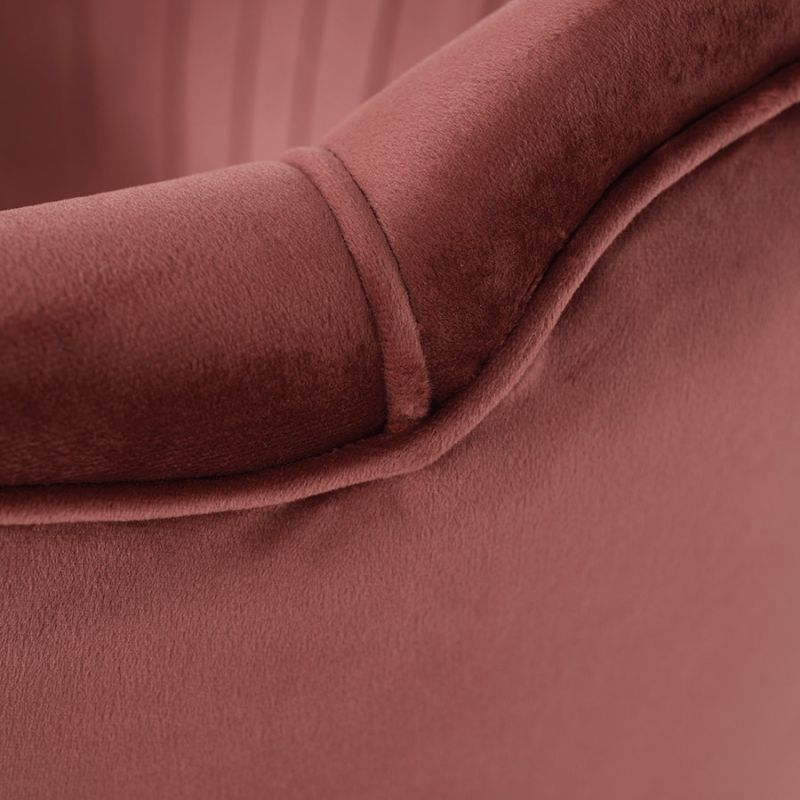 Lavica v štýle Art-deco, ružová Velvet látka-gold chróm-zlatý