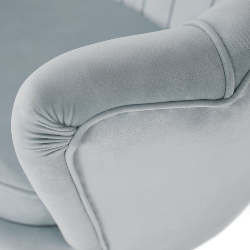 Lavica v štýle Art-deco, sivomodrá Velvet látka-gold chróm-zlatý