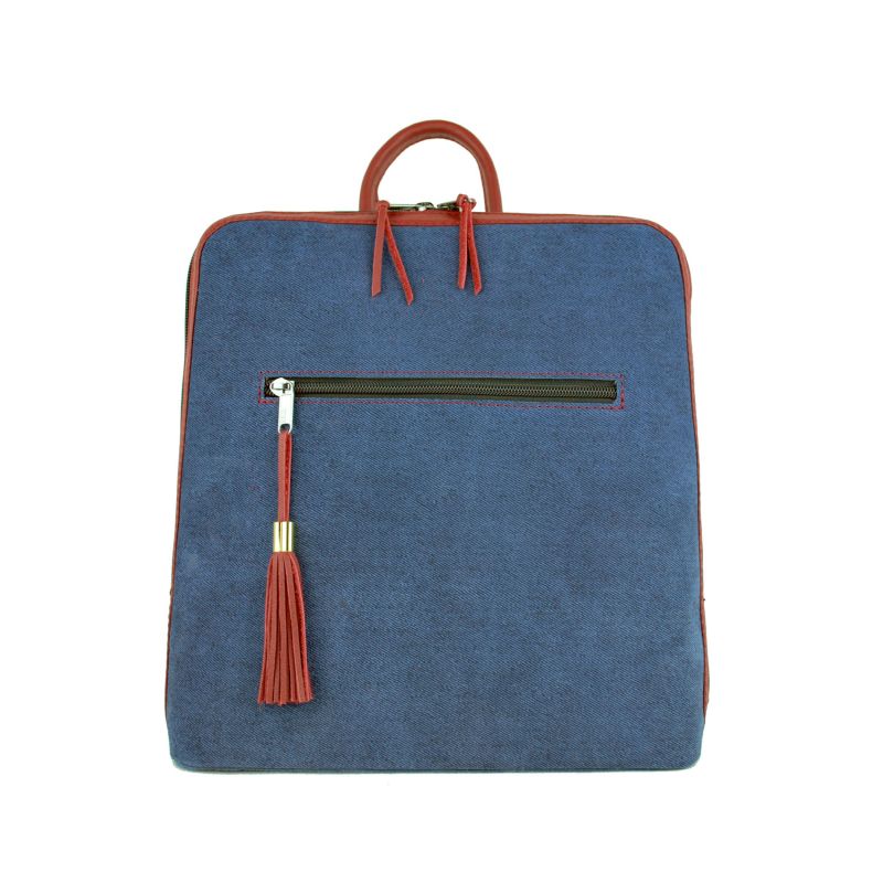 Luxusný dámsky ruksak z talianskej prírodnej hovädzej kože, imitácia rifloviny