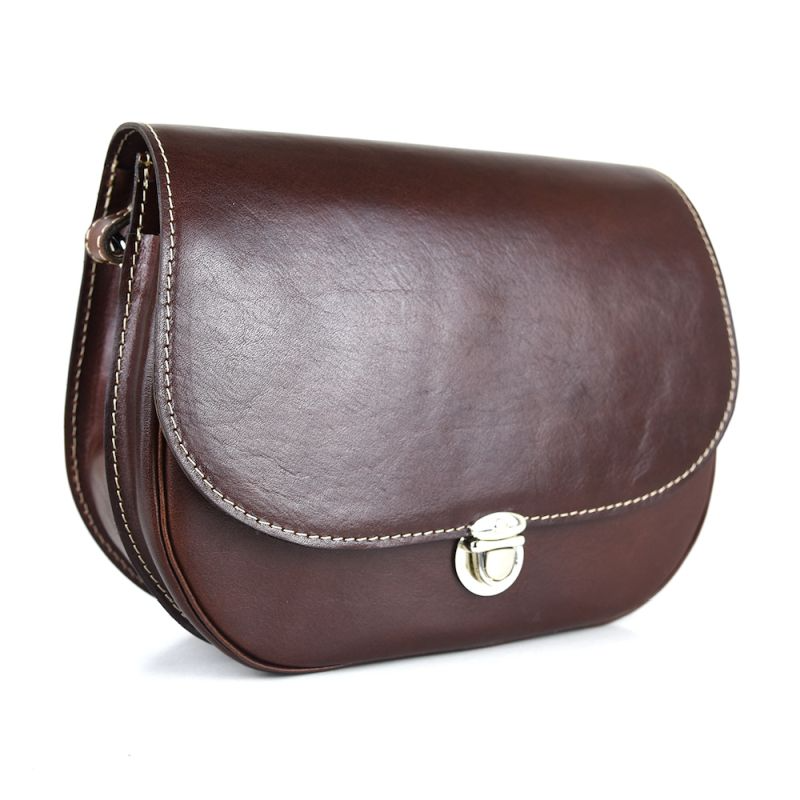 Luxusná rustikálna kožená kabelka, hnedá farba