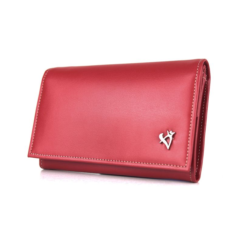 Luxusná dámska kožená peňaženka v červenej farbe