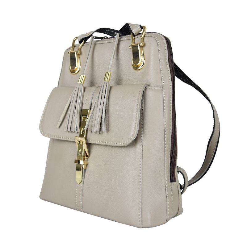 Luxusný dámsky kožený ruksak z prírodnej kože v bežovej farbe