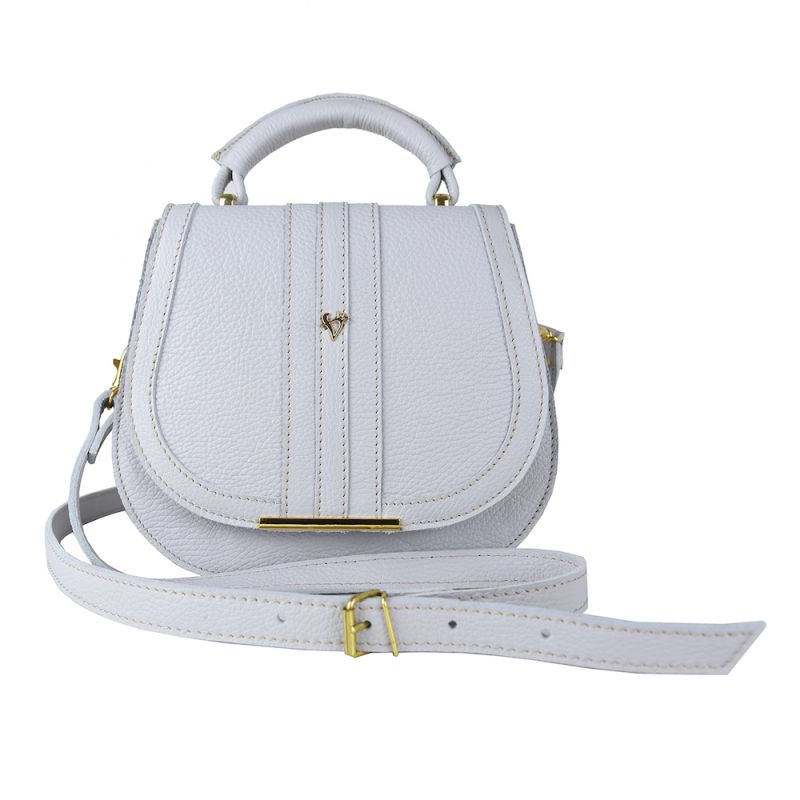 Módna kožená kabelka vo svetlo šedej farbe