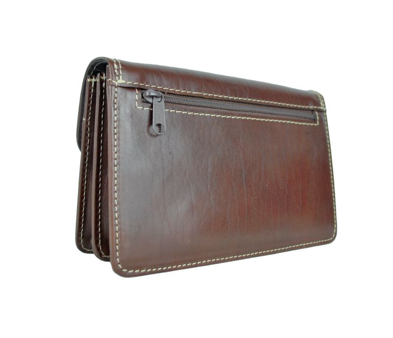 Kožená etua, viacúčelové púzdro v tmavo hnedej farbe