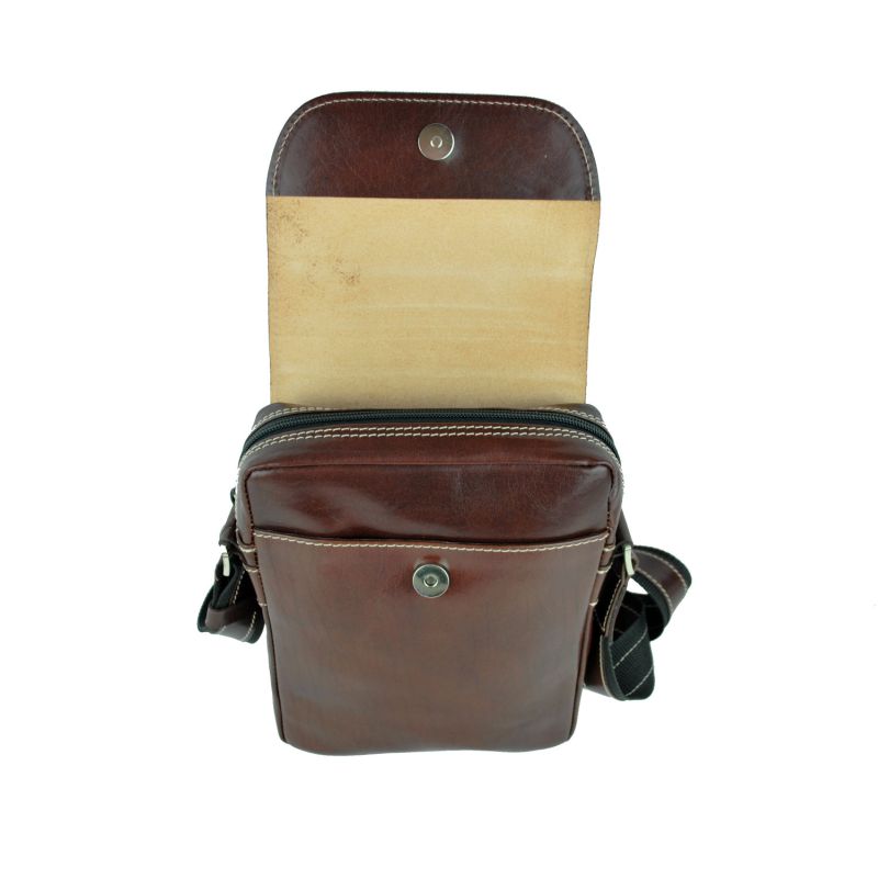 Luxusná kožená etuja z lesklej hovädzej kože v hnedej farbe