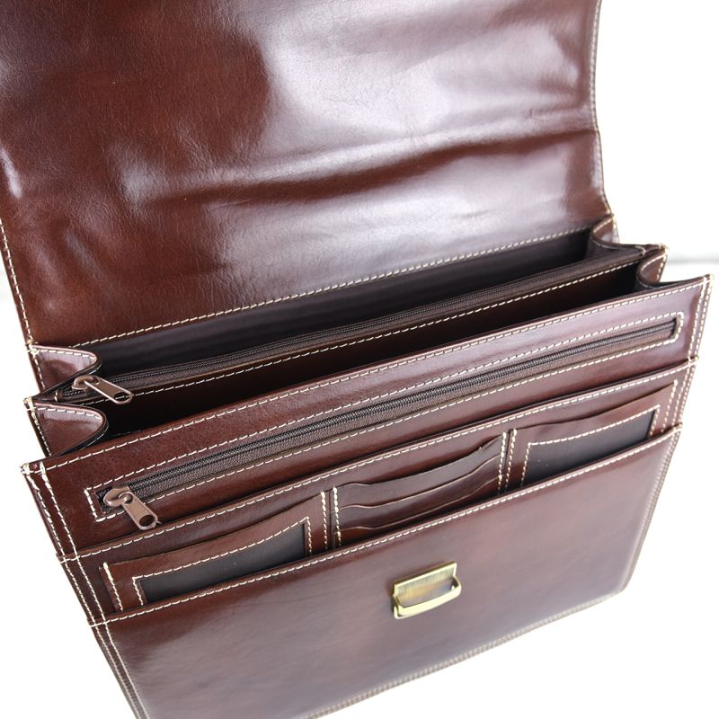 Luxusná perfektná kožená aktovka v hnedej farbe