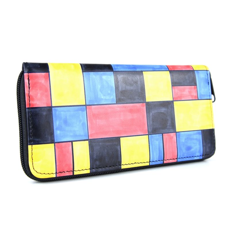 Ručne maľovaná kožená peňaženka s motívom Mozaika