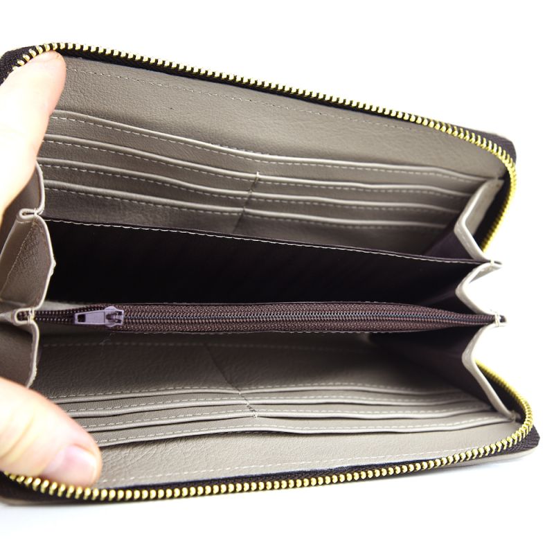 Módna dámska vyšívaná kožená peňaženka 8606 s motívom včelieho úľa, béžová farba