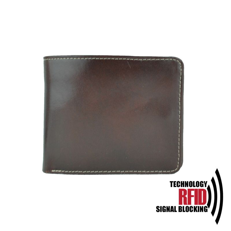 Kožená RFID peňaženka vybavená blokáciou RFID-NFC, hnedá farba