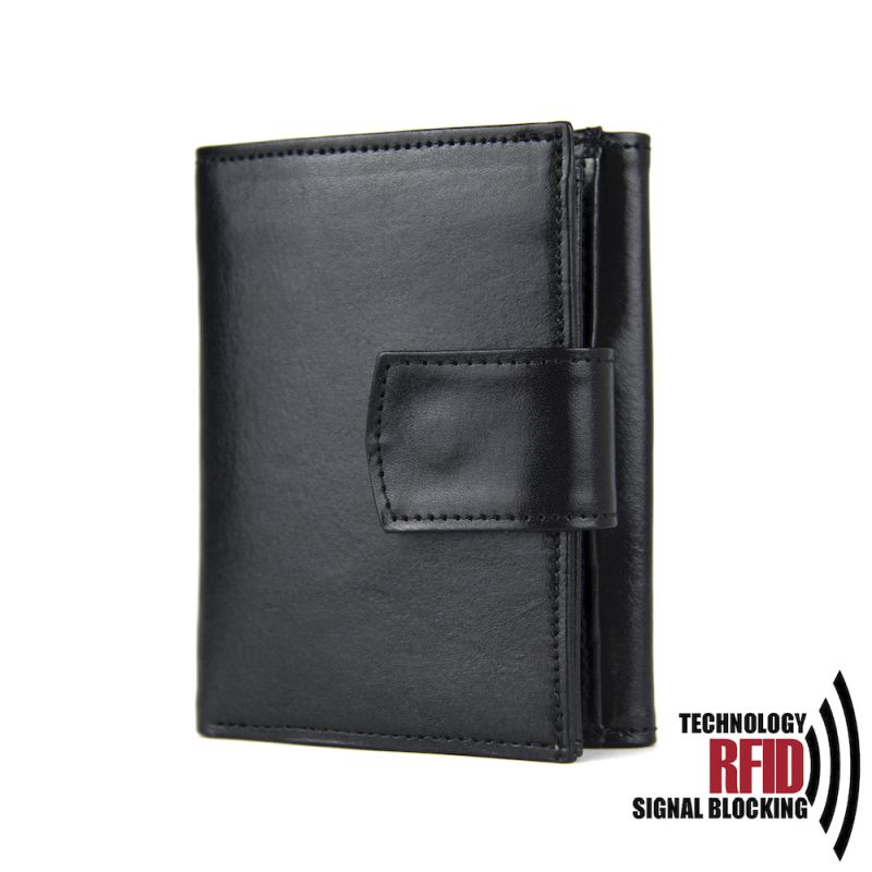 Kožená RFID peňaženka vybavená blokáciou RFID-NFC, čierna farba 8287