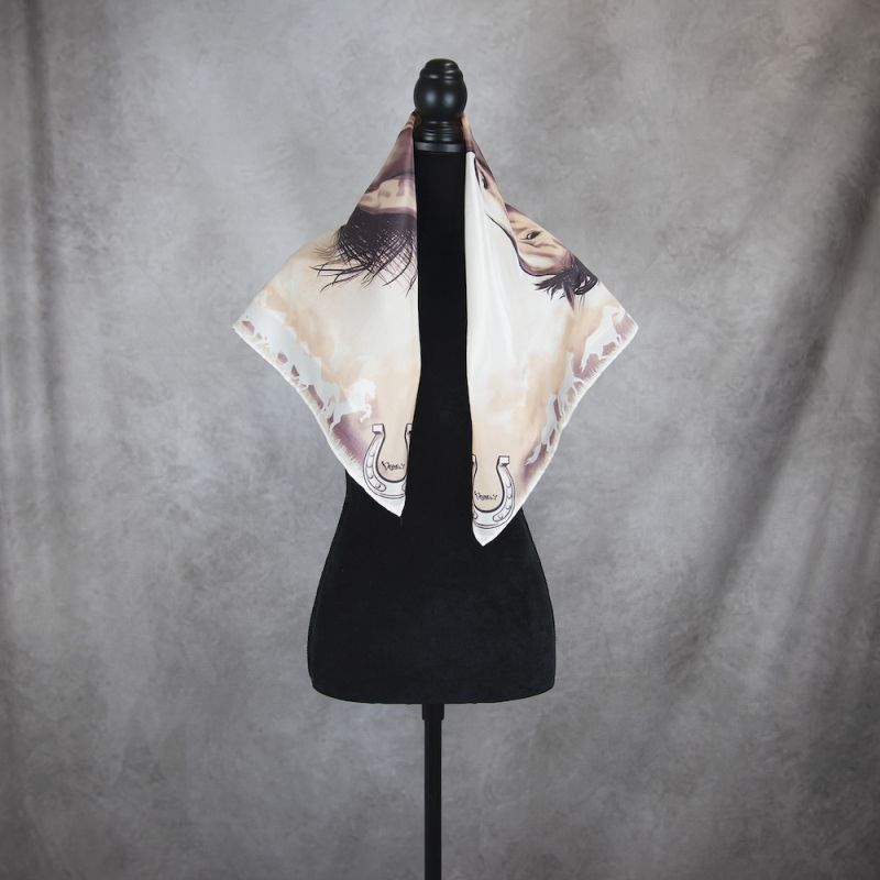 Hodvábna šatka Kôň - sépia, 90 x 90cm