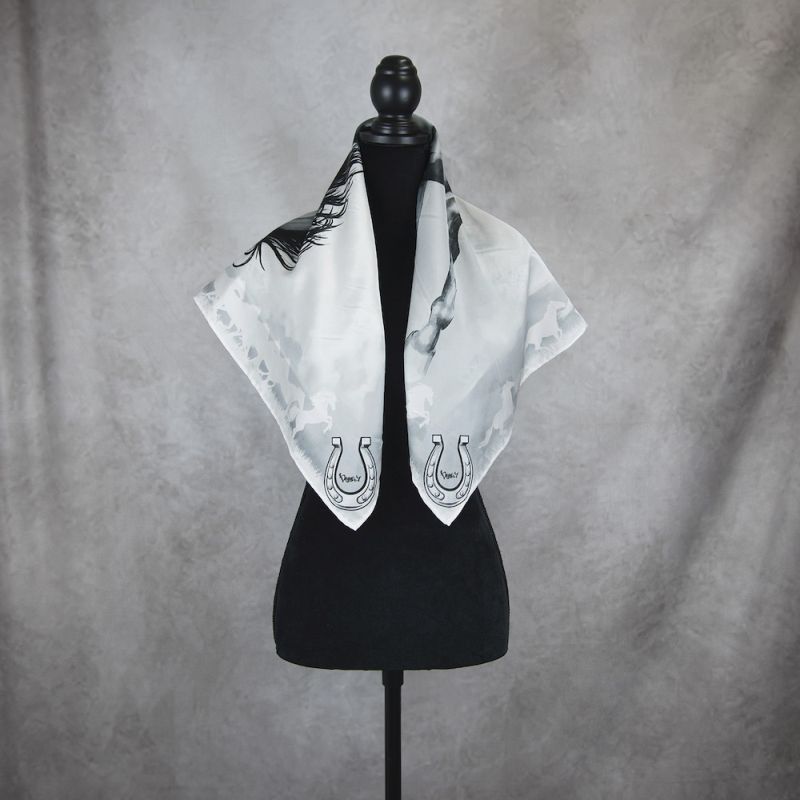 Hodvábna šatka Kôň - sivý, 90 x 90cm