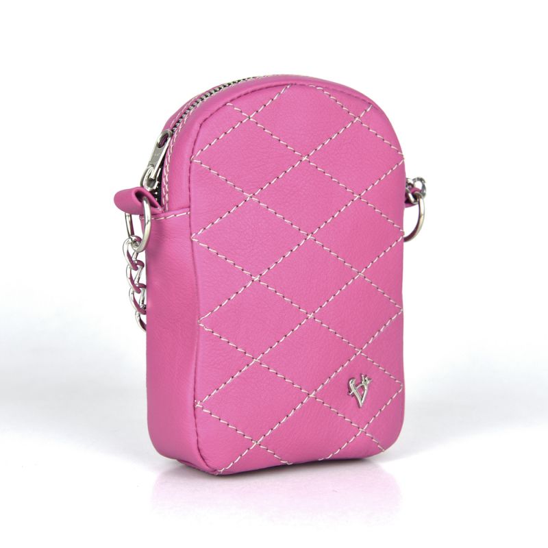 Malá kožená kabelka na mobil v ružovej farbe