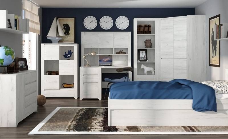 Komoda s tromi zásuvkami a jednými dvierkami dub white craft