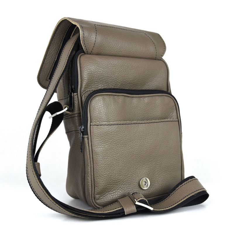 Kožená etuja, hrúbkovana koža v khaki farbe