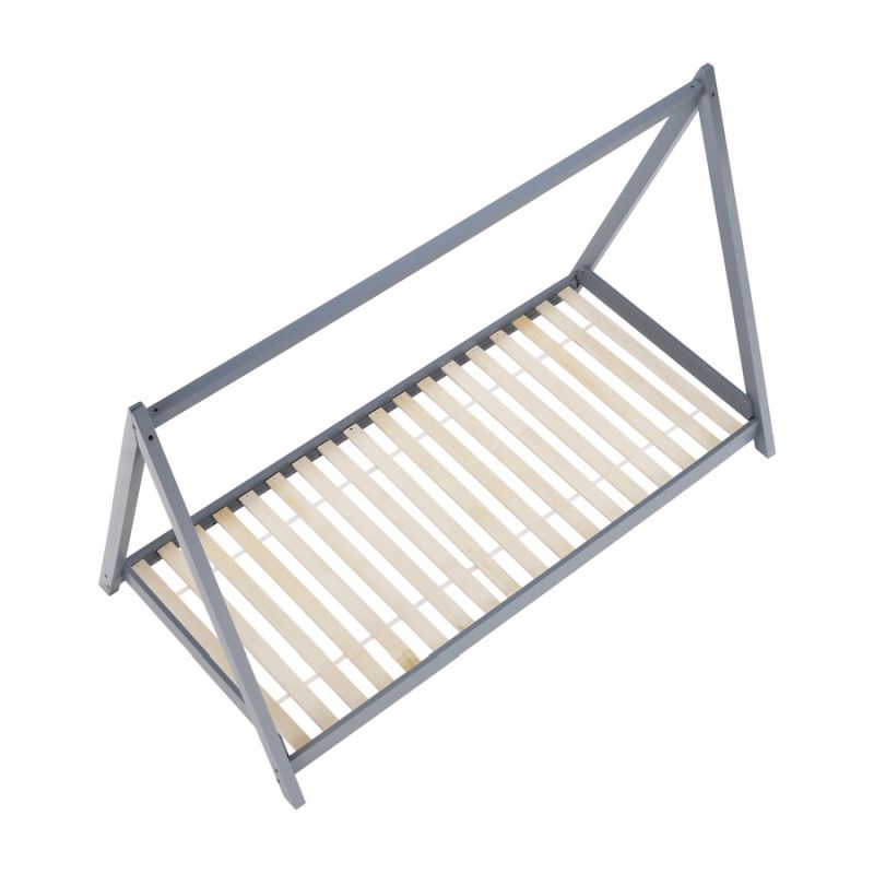 Montessori posteľ, sivá z borovicového dreva