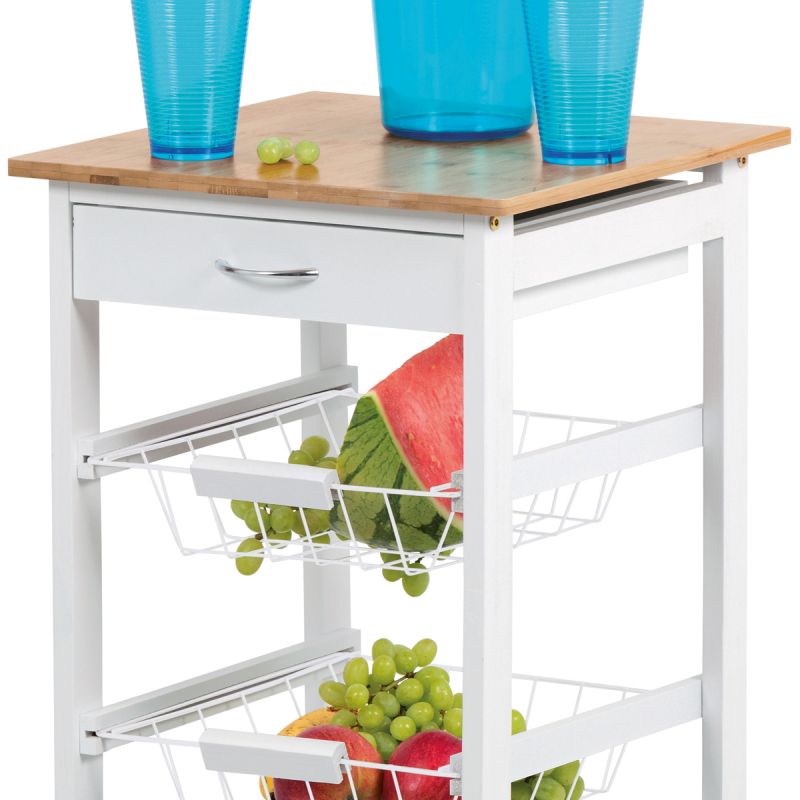 Bambusový regál na kolieskach s brzdami