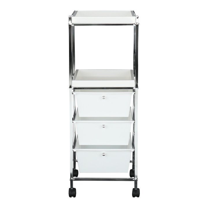 Pojazdný regál, biela-chróm
