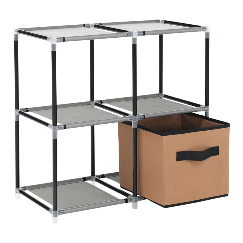 Komoda s látkovými šuplíkmi, čierna-hnedá-sivá, TYP 1