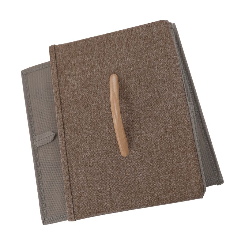 Komoda s látkovými šuplíkmi, čierna-béžová-svetlohnedá-tmavohnedá, TYP 1