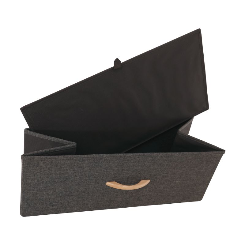 Komoda s látkovými šuplíkmi, čierna-béžová-svetlohnedá-tmavohnedá, TYP 3