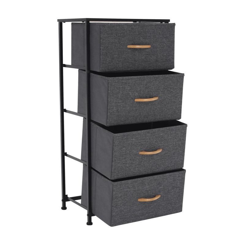 Komoda s látkovými šuplíkmi, čierna-tmavosivá, TYP 2