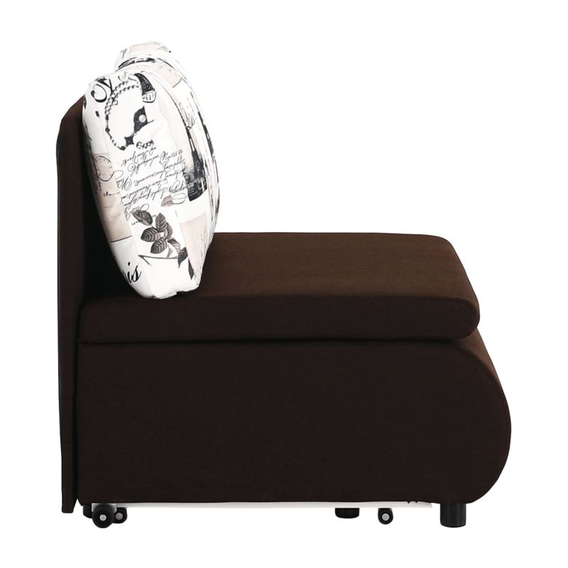 Moderné rozkladacie kreslo s úložným priestorom, hnedé