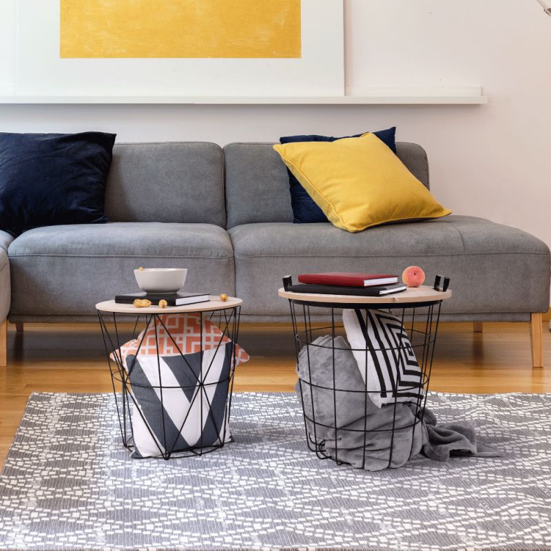 Netradičný príručný stolík TYP 2, prírodná-čierna