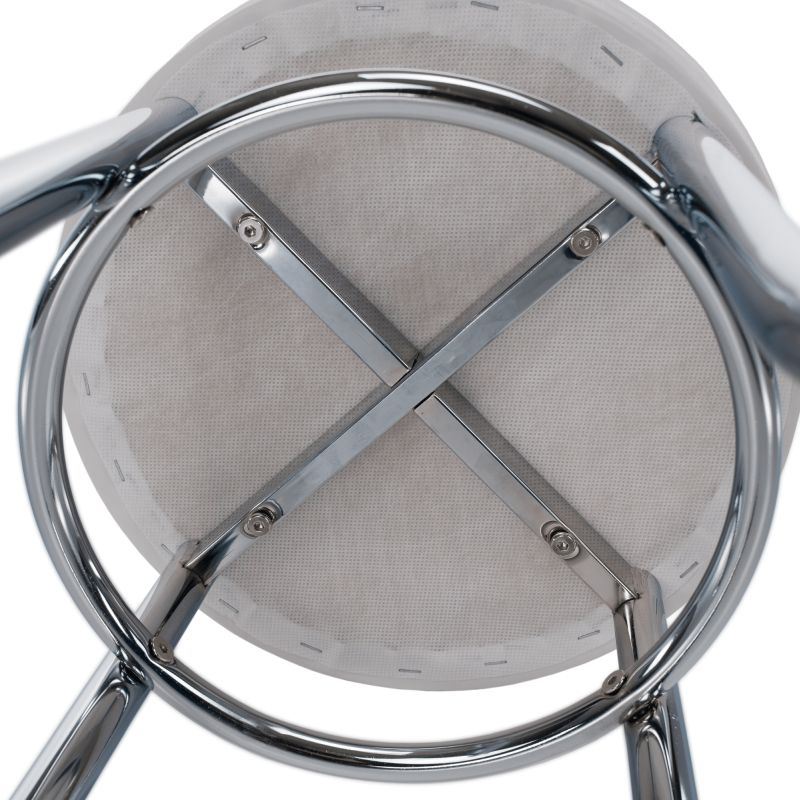 Taburetka, ekokoža biela-kov chróm