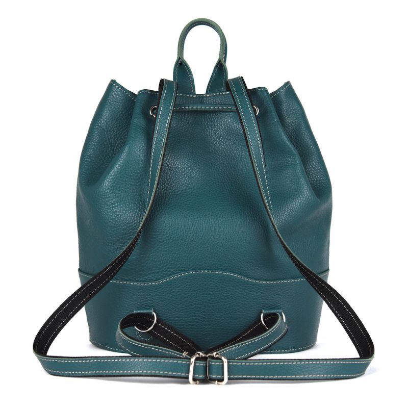 Kožený batoh z pravej kože v petrolovej farbe