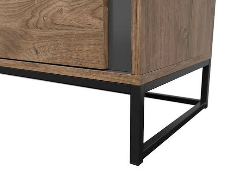 Praktická komoda s jedným dvierkami a tromi zásuvkami, grafit-dub ribbeck