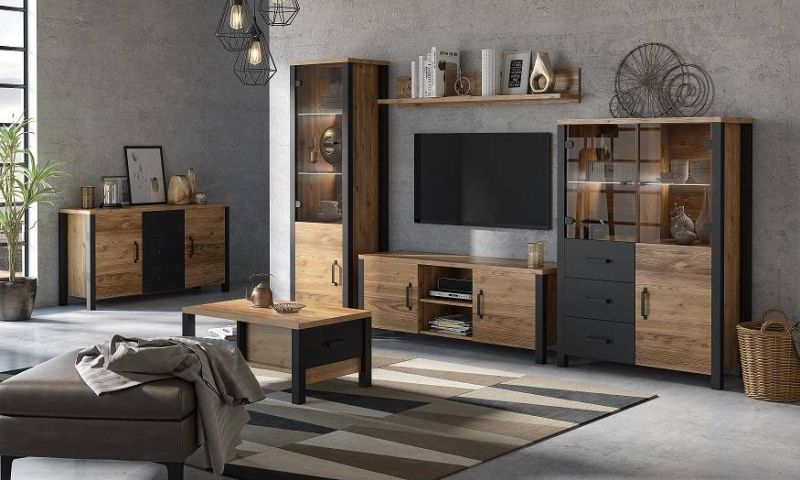 Komoda HEL. 47, appenzeller fichte-čierna