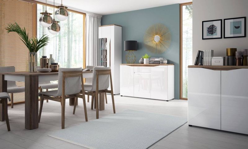 Televízny stolík TOLF01, biela alpská-dub stirling